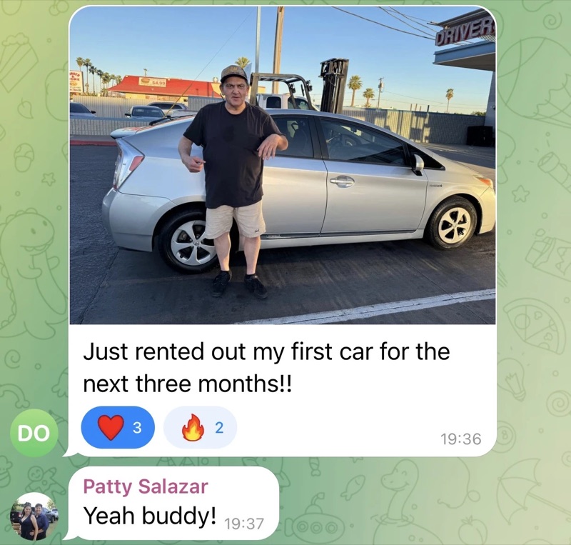 Member's first car rented for three months