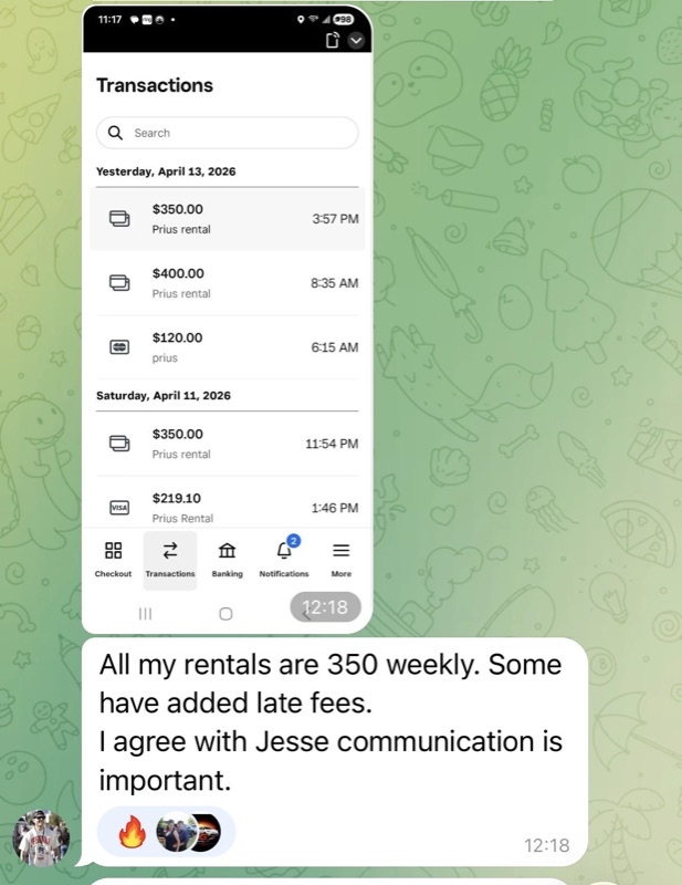Member payment feed — weekly rents collected